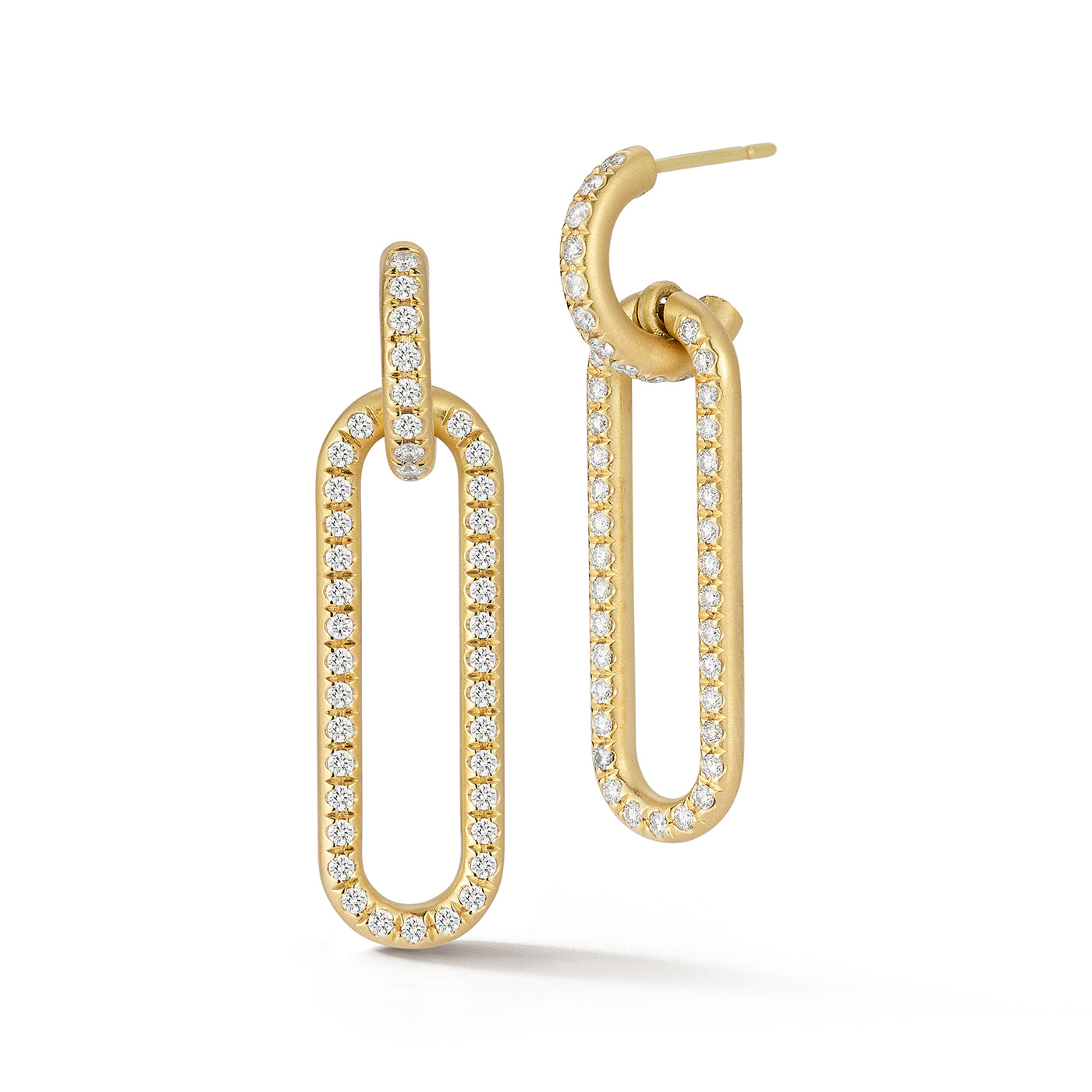 Moderne Elongated Rectangle Diamond Dangle Earrings