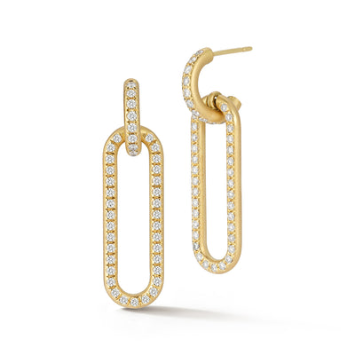 Moderne Elongated Rectangle Diamond Dangle Earrings