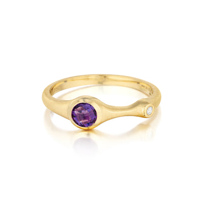 Amethyst and Diamond Stack Ring 