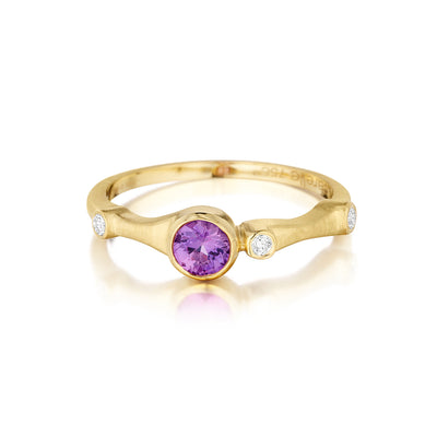 Purple Sapphire and Diamond Trio Stack Ring