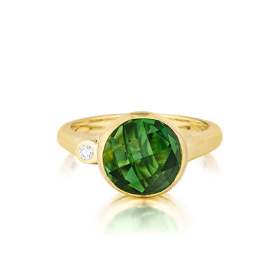 Green Tourmaline and Diamond Medium Stack Ring