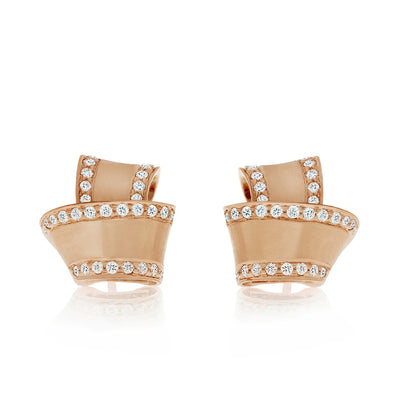 Knot Diamond Trim Stud Earrings in Rose Gold
