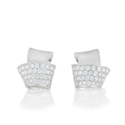 Knot Pave Diamond Stud Earrings 