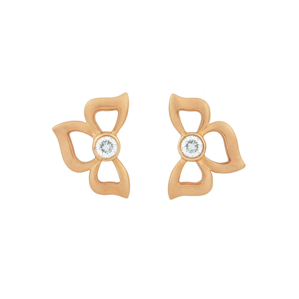Florette Diamond Stud Earrings in Rose Gold Carelle