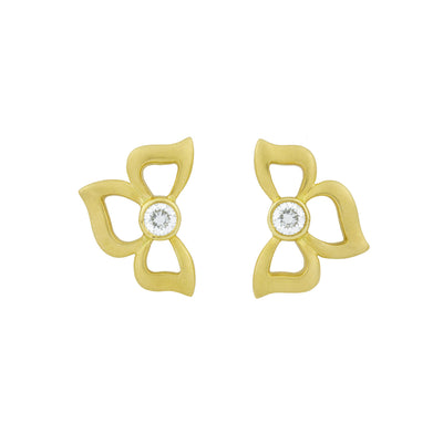 Diamond Florette Earrings in Yellow Gold