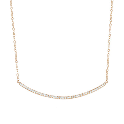 Moderne Pave Diamond Bar Necklace in Rose Gold