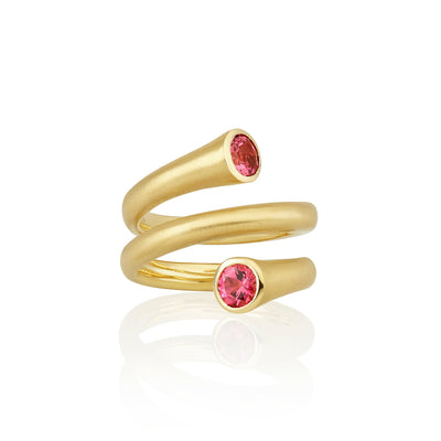 Whirl Red Spinel Spiral Ring