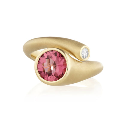 Whirl Pink Tourmaline and Diamond Ring