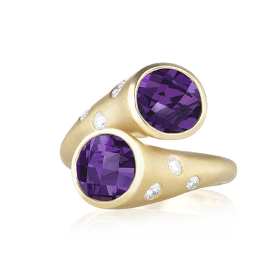 Whirl Amethyst and Pave Diamond Ring