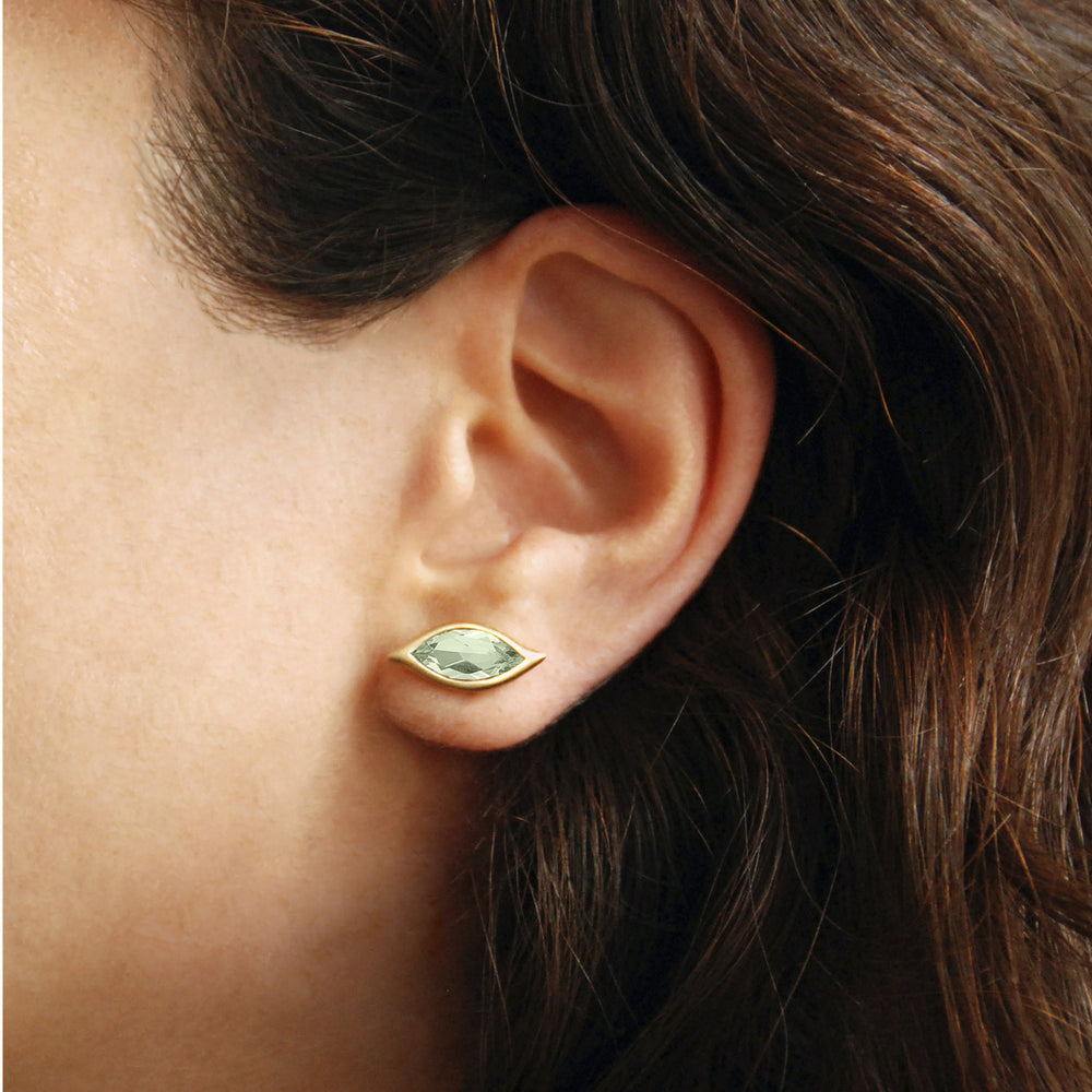 Leaf Green Quartz Stud Earrings