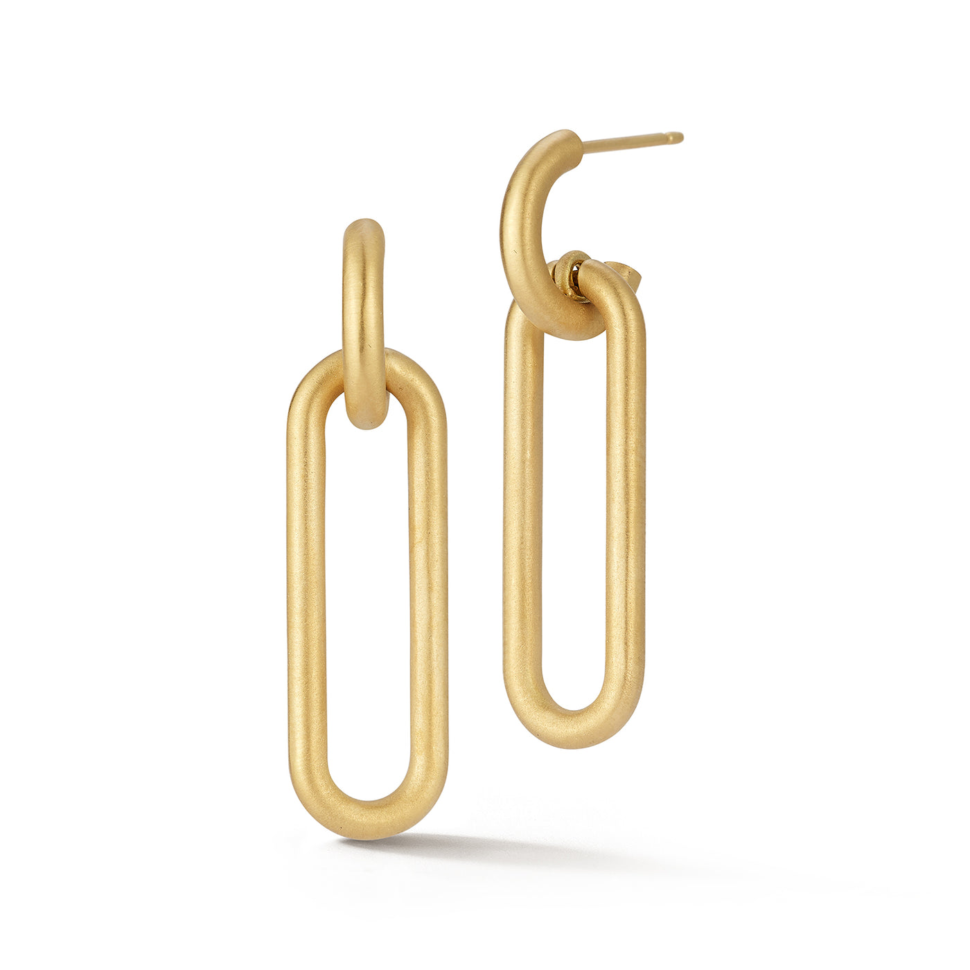 Moderne Elongated Rectangle Dangle Gold Earrings