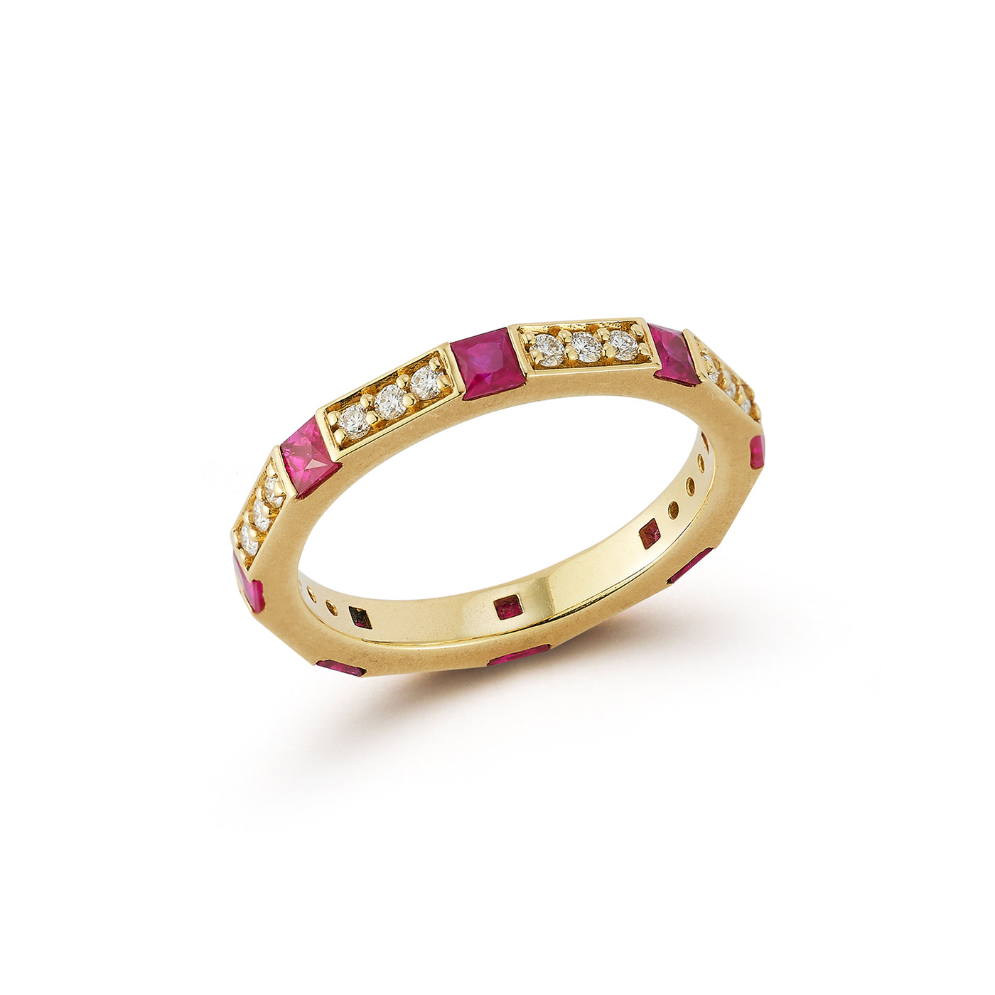 Moderne Ruby and Diamond Eternity Band
