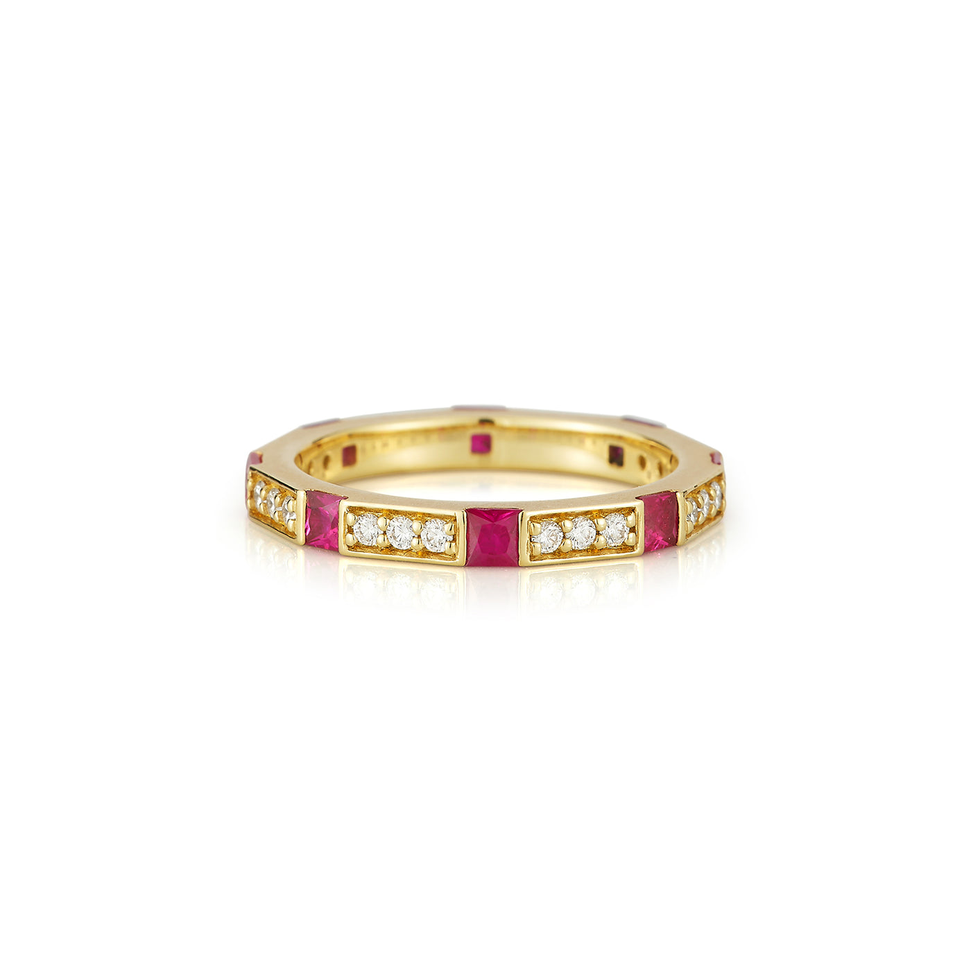 Moderne Ruby and Diamond Eternity Band