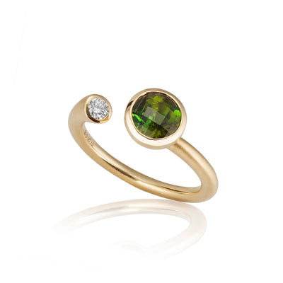 Whirl Green Tourmaline and Diamond Martini Ring