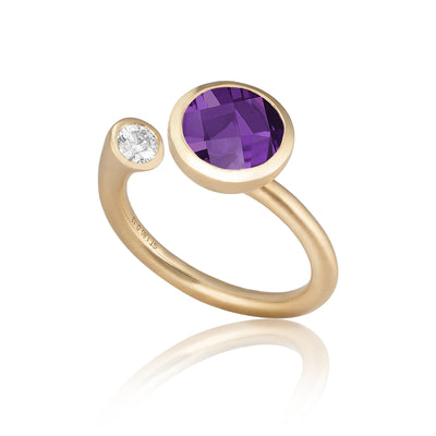 Large Whirl Amethyst and Diamond Martini Ring