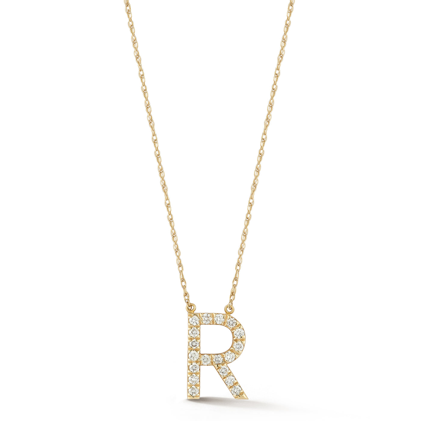 Letter 'R' Diamond Initial Pendant