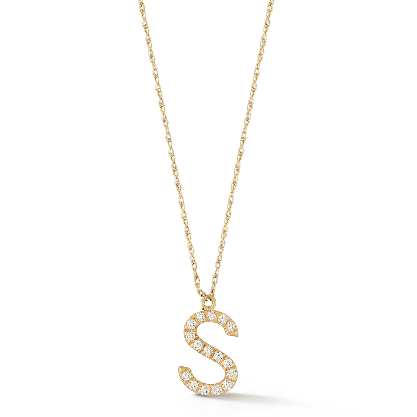 Letter 'S' Diamond Initial Pendant