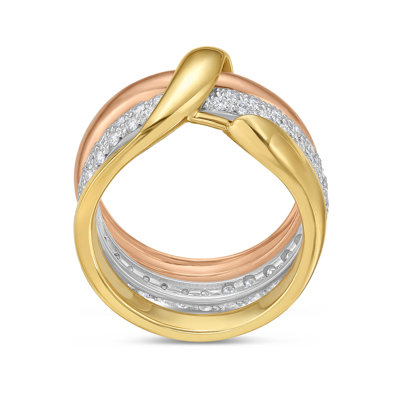 Moderne Three-Tone Pave Diamond Ring