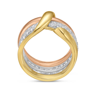 Moderne Three-Tone Pave Diamond Ring