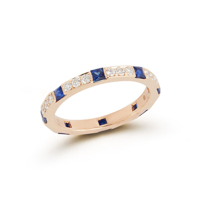 Moderne Sapphire and Diamond Eternity Band in Rose Gold