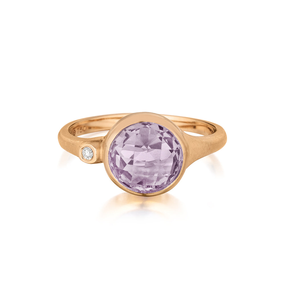 Rose de France and Diamond Accent Stack Ring