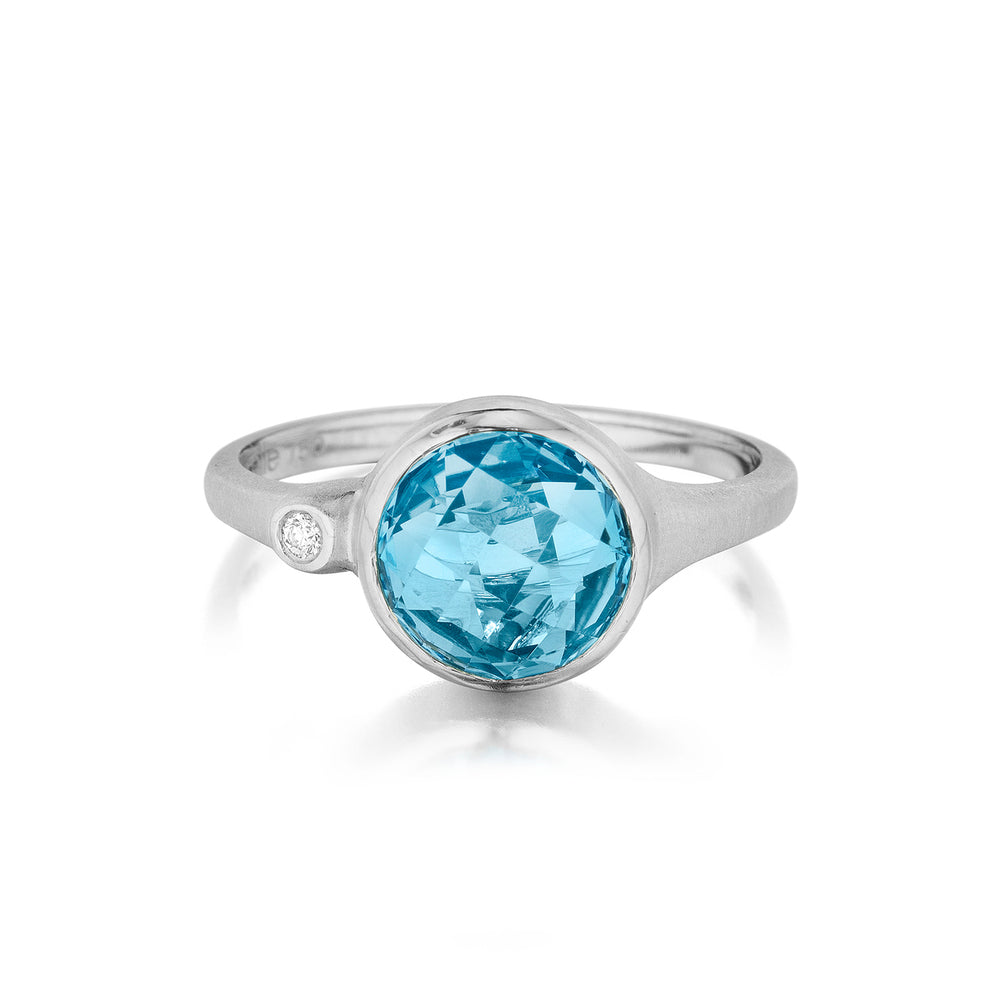 Blue Topaz and Diamond Accent Stack Ring in White Gold