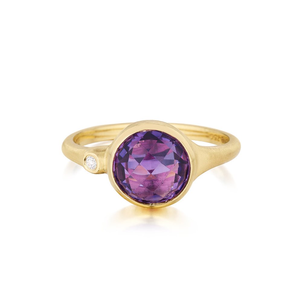 Amethyst and Diamond Accent Stack Ring 