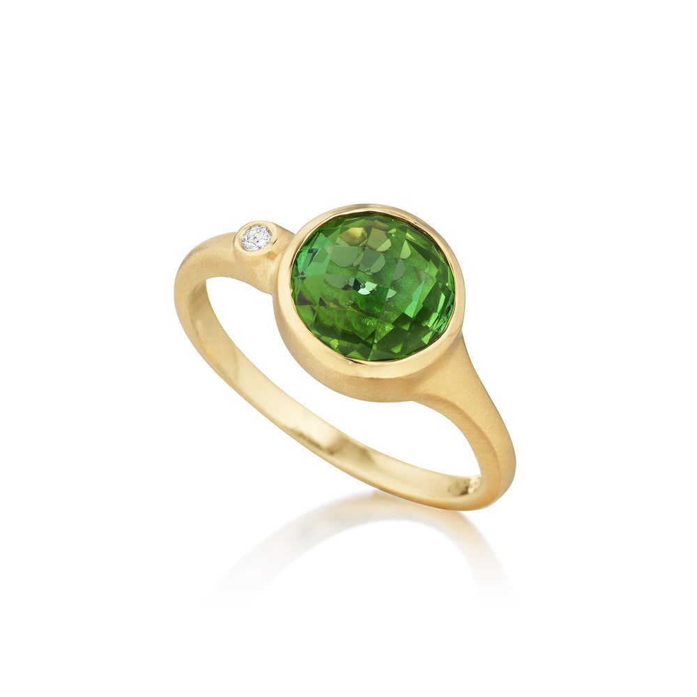 Green Tourmaline and Diamond Accent Stack Ring