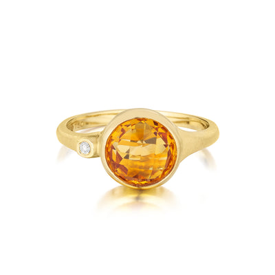 Orange Citrine and Diamond Accent Stack Ring