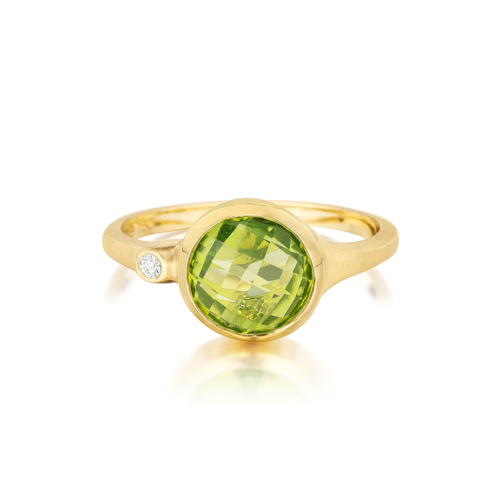 Peridot and Diamond Accent Stack Ring