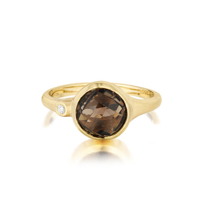 Smoky Quartz and Diamond Accent Stack Ring