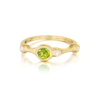 Peridot and Diamond Trio Stack Ring