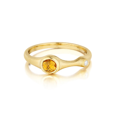 Orange Citrine and Diamond Stack Ring