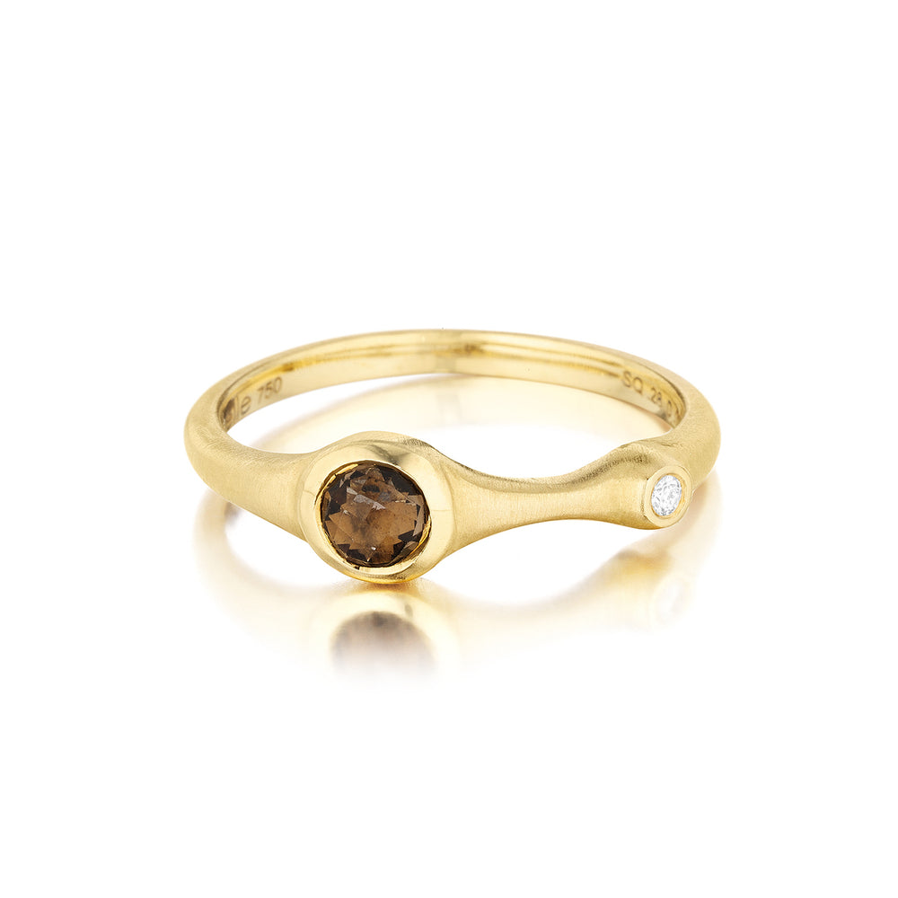 Smoky Quartz and Diamond Stack Ring