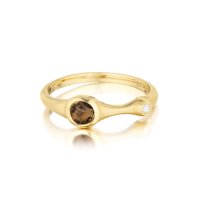 Smoky Quartz and Diamond Stack Ring