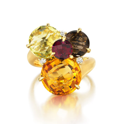 Cluster Orange Citrine Ring