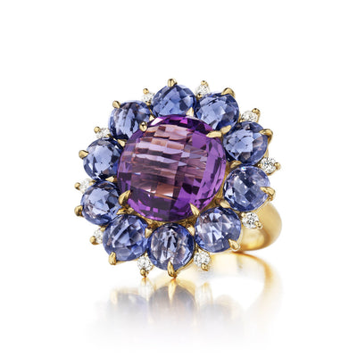 Amethyst Cluster Flower Ring