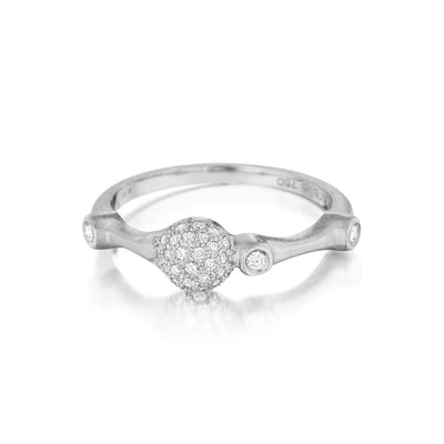 White Gold Pave Diamond Trio Stack Ring