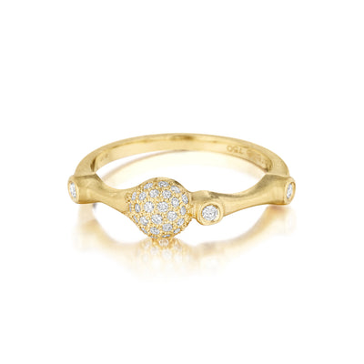 Yellow Gold Pave Diamond Trio Stack Ring