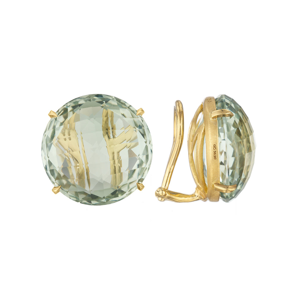 Green Quartz Signature Clip Earrings