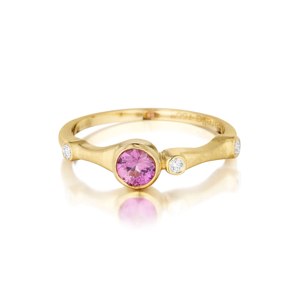 Pink Sapphire and Diamond Trio Stack Ring