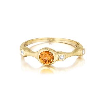 Orange Sapphire and Diamond Trio Stack Ring