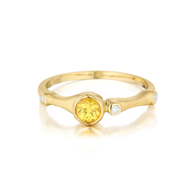 Yellow Sapphire and Diamond Trio Stack Ring