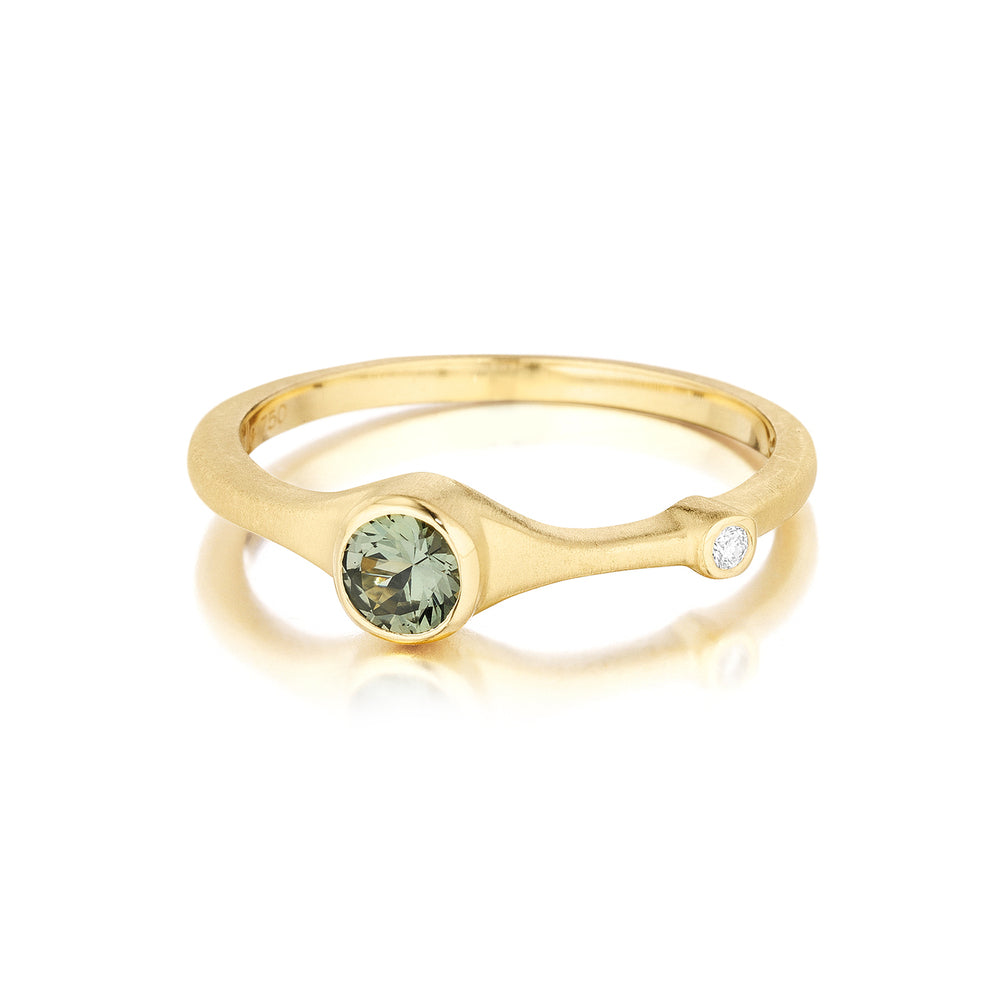 Green Sapphire and Diamond Stack Ring