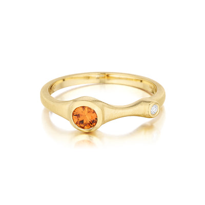 Orange Sapphire and Diamond Stack Ring