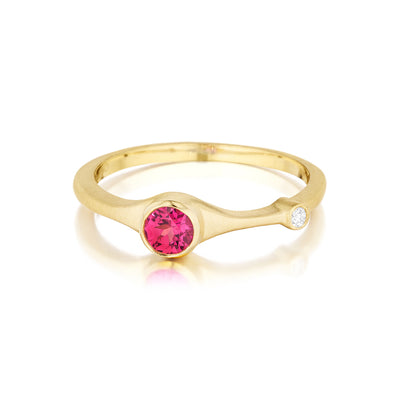 Red Spinel and Diamond Stack Ring