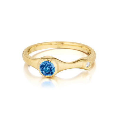 Blue Sapphire and Diamond Stack Ring