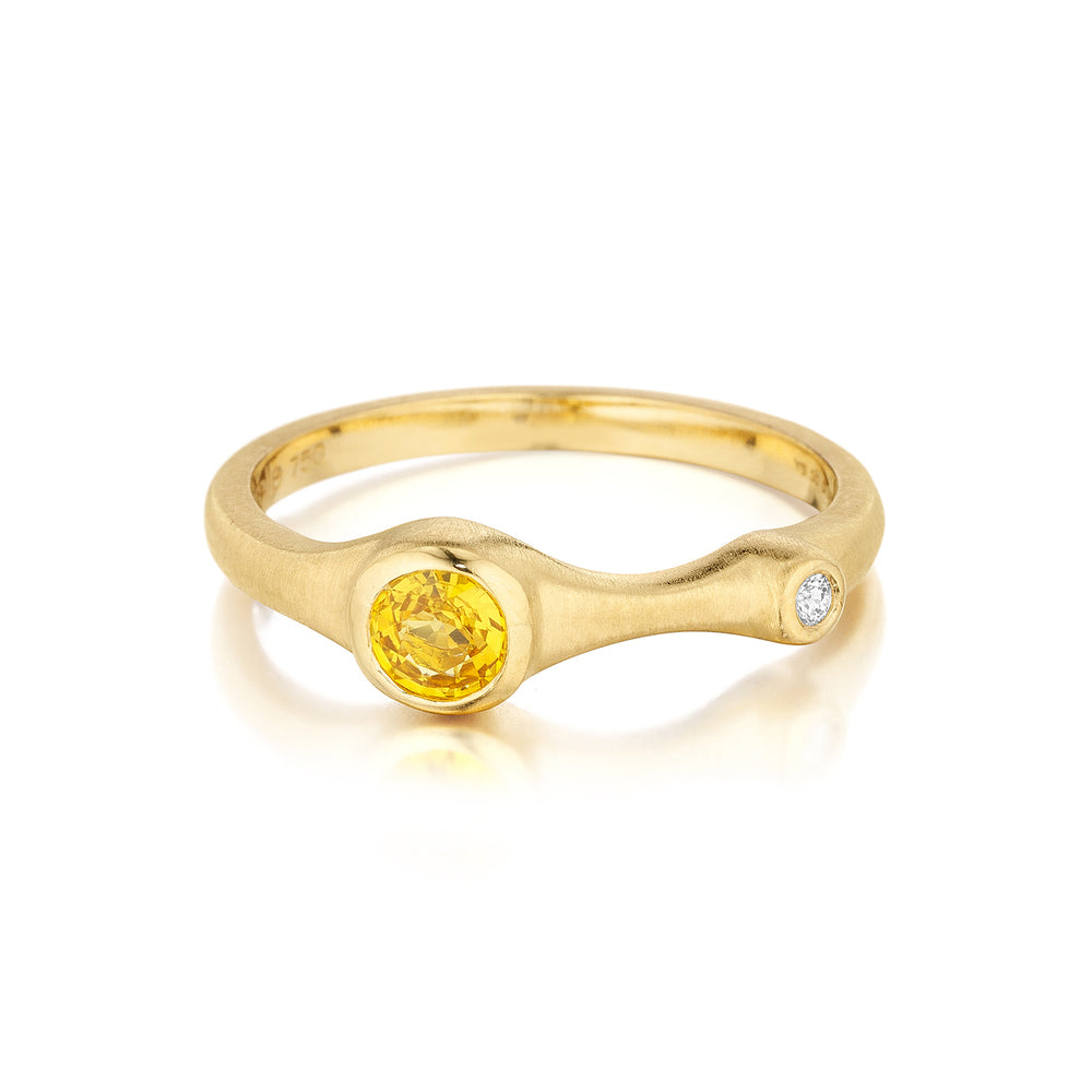 Yellow Sapphire and Diamond Accent Stack Ring