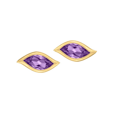 Leaf Amethyst Studs