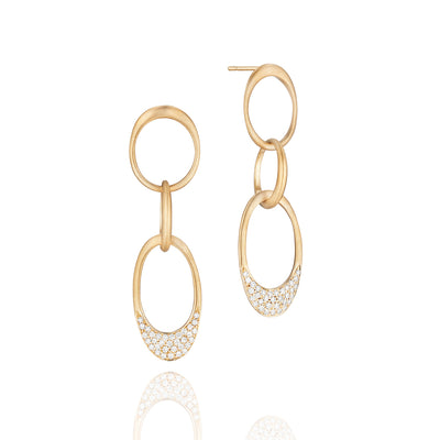 Interlinks Pave Diamond Trio Earrings in Rose Gold